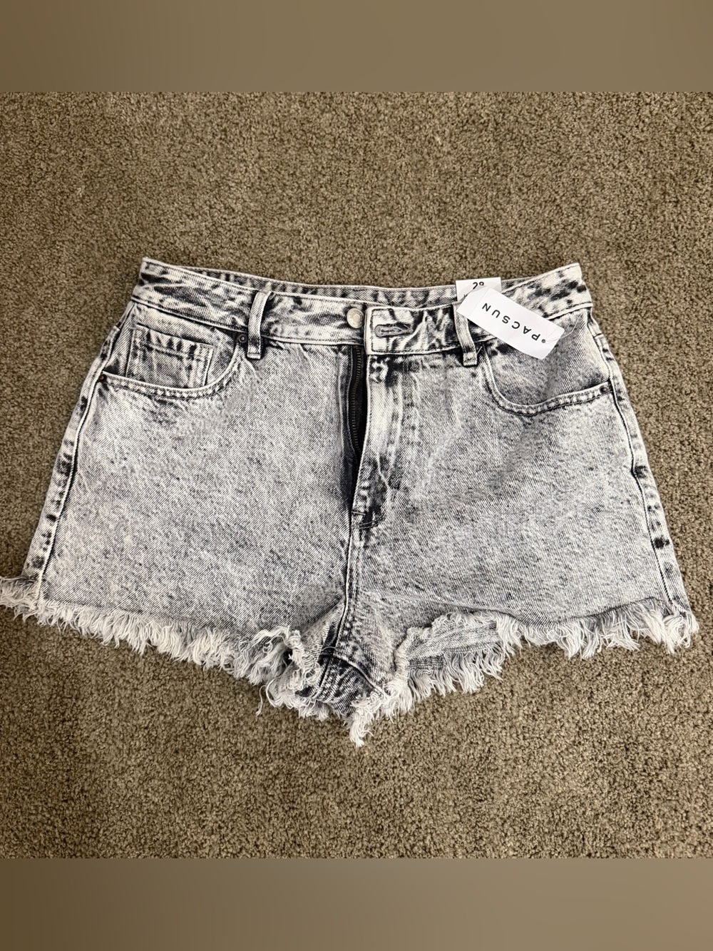 PacSun Women's Acid Wash Jean Shorts - Gray/White